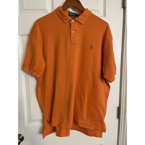 Polo by Ralph Lauren Polo Shirt Mens L Orange Green Short Sleeve 100% Cotton